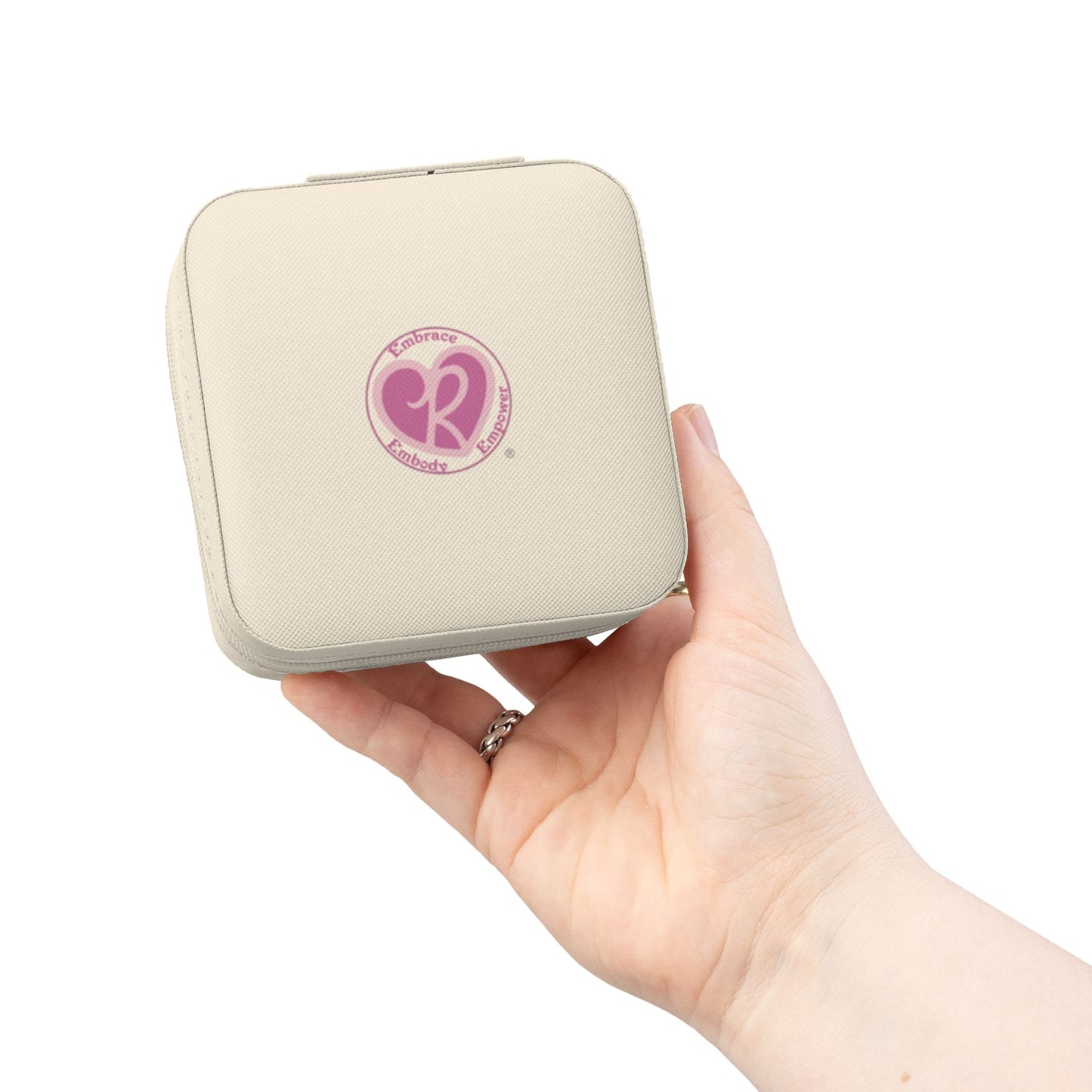 Compact Jewelry Travel Case — Portable Pink Organizer with Ring & Earring Slots